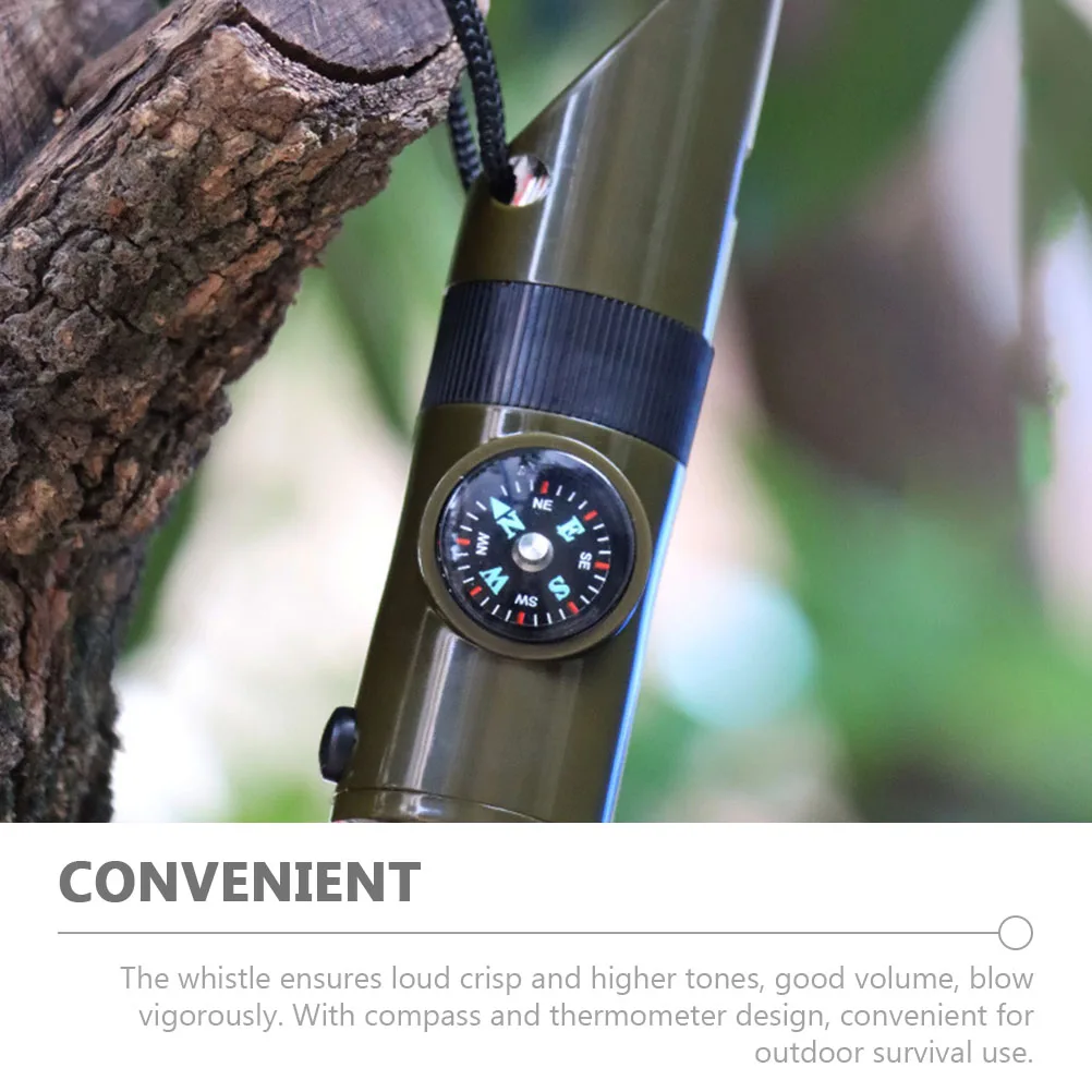 

2pcs Multifunctional Survival Whistle ABS Small Loud Emergency Camping Hiking Kayak Thermometer Compass Signal Mirror LED