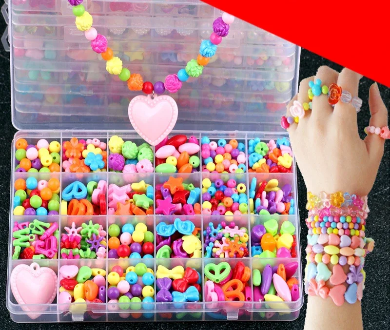 Girl Educational Toys Necklaces Bracelets Jewelry Making Beads Bracelet Kit Set Diy Beads Toys for Children hacer pulseras nina