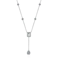 100% Real Moissanite Necklace 3CT VVS Lab Diamond Pendant Necklaces for Women Gift Sterling Silver Wedding Jewelry