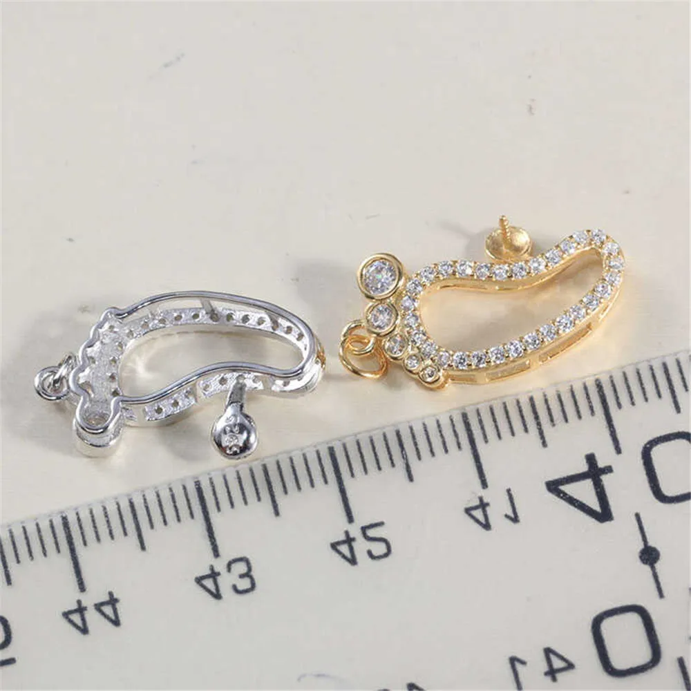 S925 Sterling Silver Pearl Pendant Setting, DIY Empty Bezel Cup Jewelry Supplies for Craft Making, Hollow Prong Pendant Findings