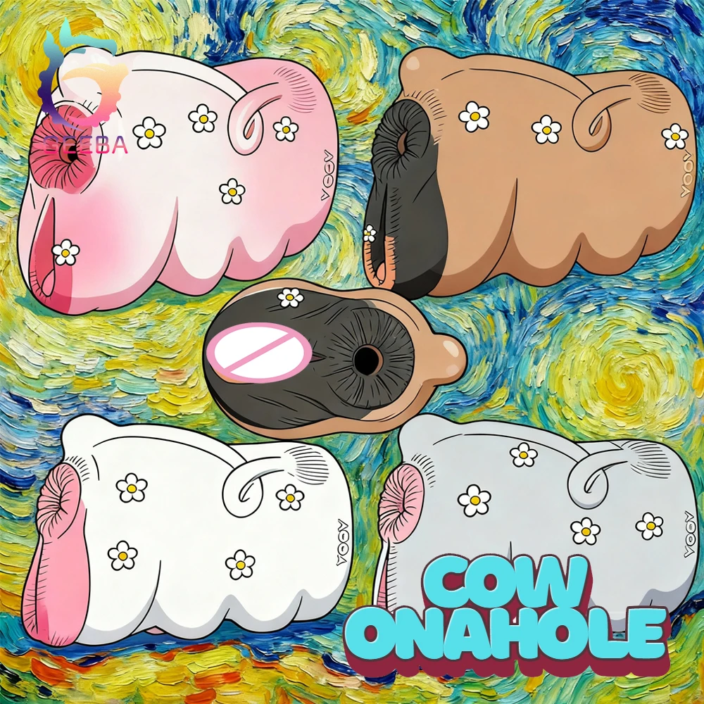 GEEBA 2305 Realistico Animale Mucca Masturbatore Maschile Doppio Canale Tasca In Silicone Figa Stroker Per Gli Uomini Giocattolo Del Sesso Per Adulti Forniture Per Adulti