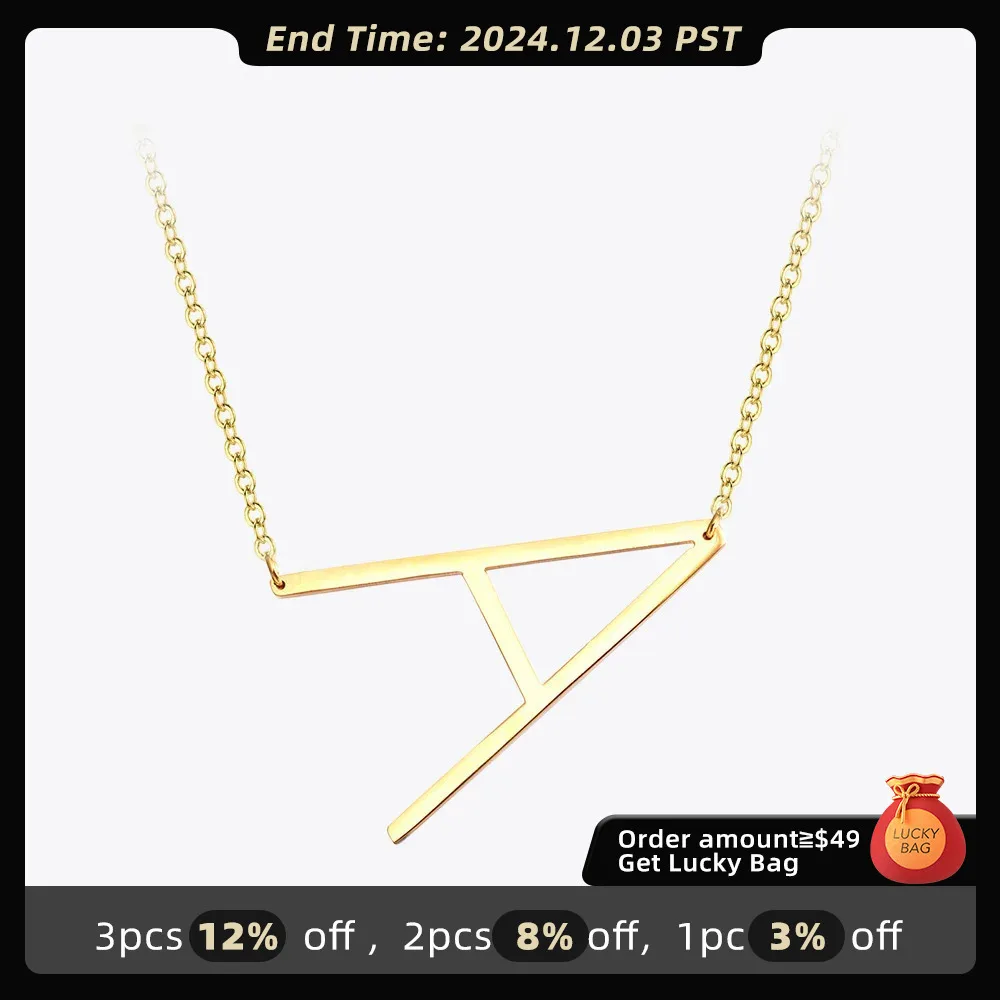 EnFashion Letter Necklaces Alphabet Initial Pendants Necklace Gold Color Stainless Steel Choker Necklace for Women Jewelry