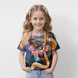Disney Princess T-Shirt Rapunzel Children's, Light Tops, 3D-Drucke, niedlich, Kinder und Kinder, Sommer 4 bis 14 Jahre, Miniso, 2024 12 Hauptverkaufsrapunzelbluse - №2