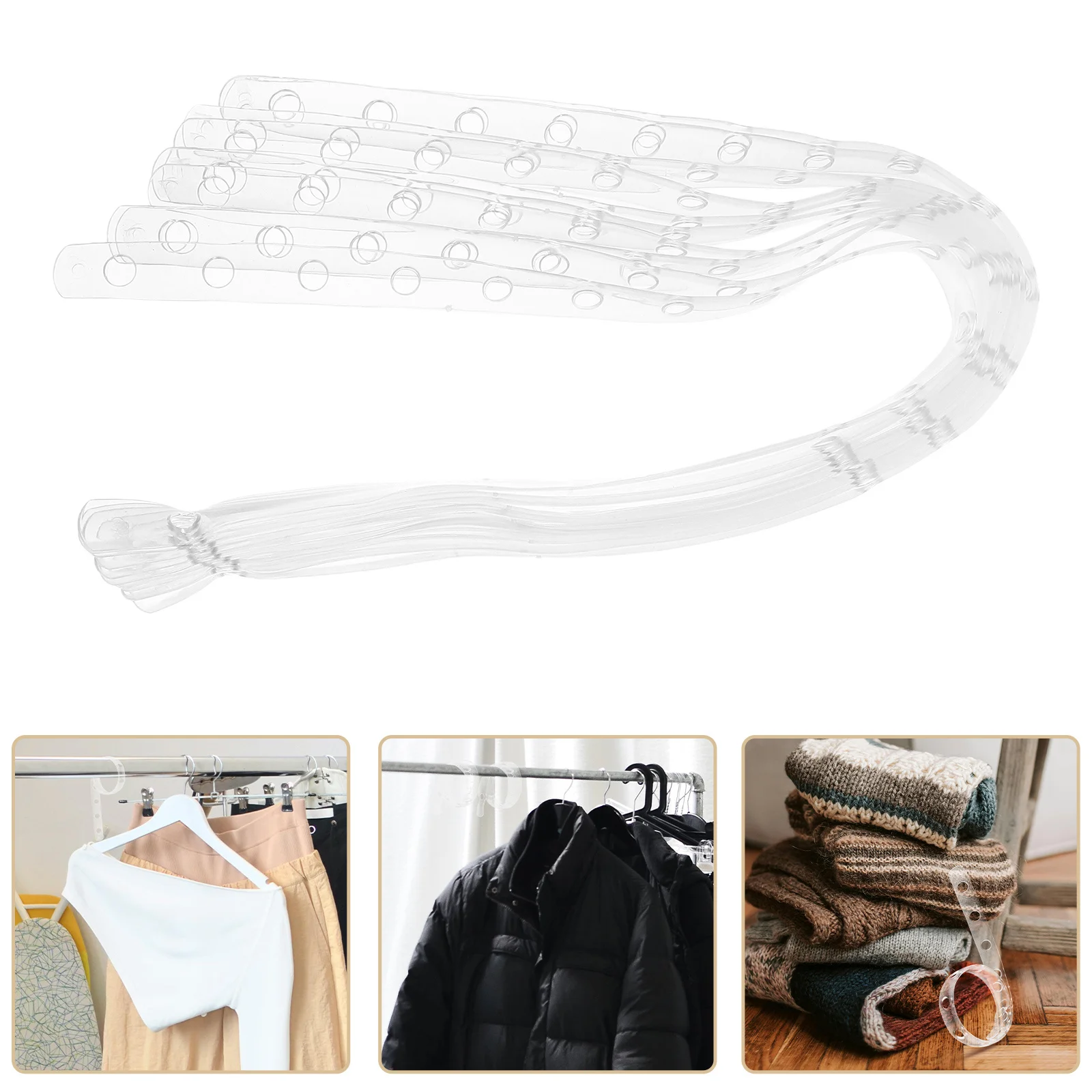 

10Pcs Plastic Hanger Strips Transparent Heavy Duty Space Saving Closet Organizers Non Slip Chain Connectors Pants Hanger Clips