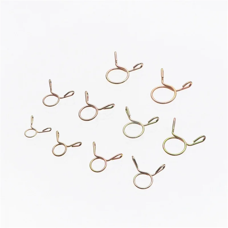 

100pcsDouble Wire Spring Hose Clamps Bagged Water Dispenser Hose Oil Pipe Clip Galvanized Steel Wire Strong Circlip Clamp