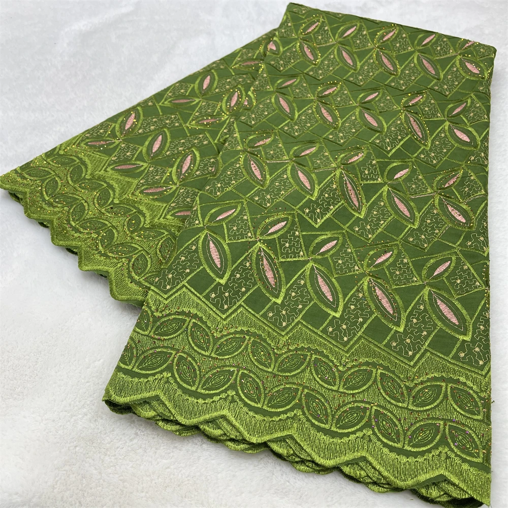 

Nigerian Lace Fabric Swiss Voile Lace High Quality African Lace Fabric Embroidery with Stones For Women Dresses 5yards Sewing