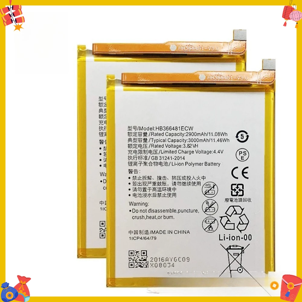 3000mAh HB366481ECW  Replacement Phone Battery Premium Quality for Huawei P9 Honor 8 P10 P20 P30  with Disassembly Tools