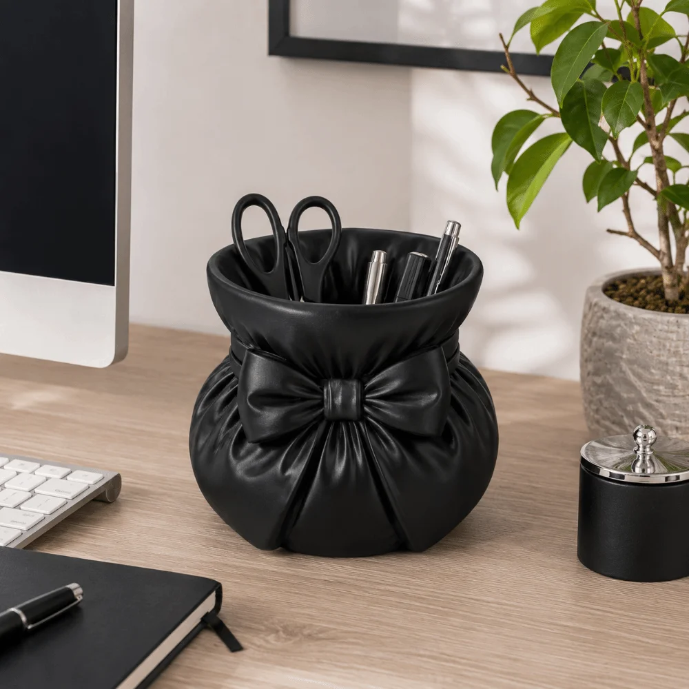 Container 3D Printed Storage Box Creative Sweet Bow Pen Holder Flower Vase Multi-function Desktop Organizer Vanity Organizer