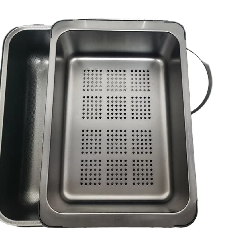 

Food grade simple and durable fruit and vegetable stainless steel drain basket can be hung all-inclusive edge household rack