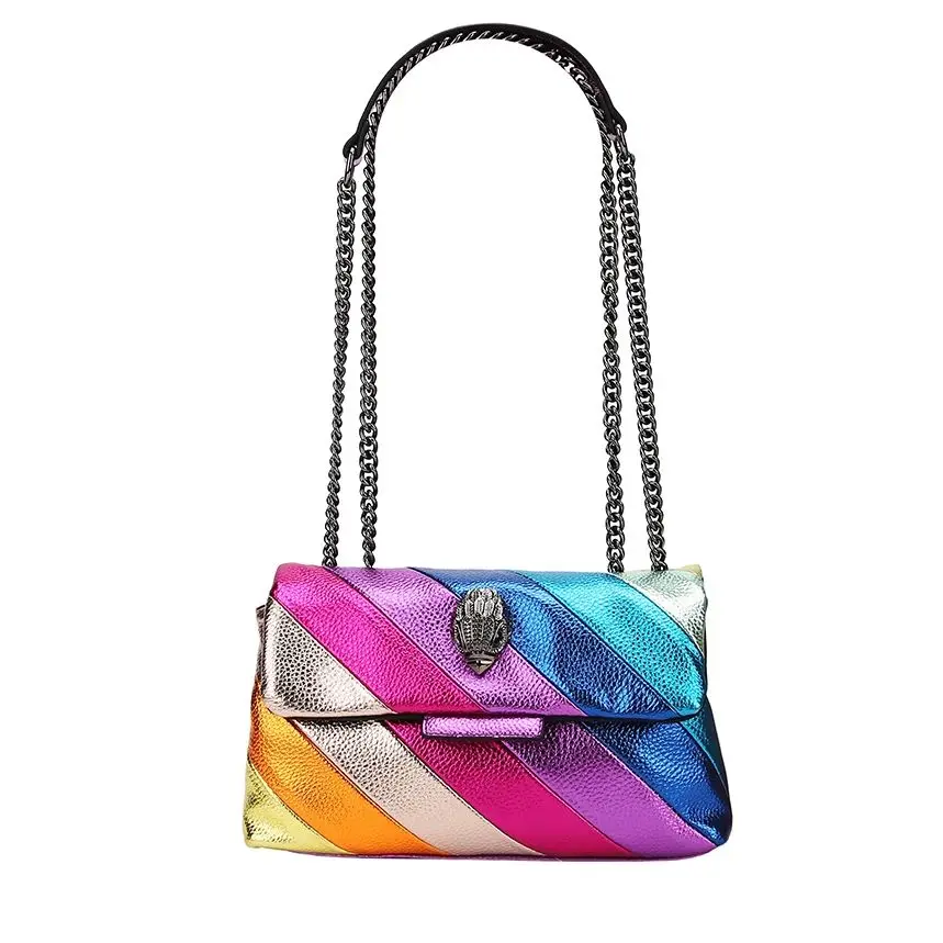 Hotsale Rainbow Women Handbag  Wave Pattern Eagle Icon Head On Front Jointing Colorful Cross Body Bag Patchwork Shoulder Bag