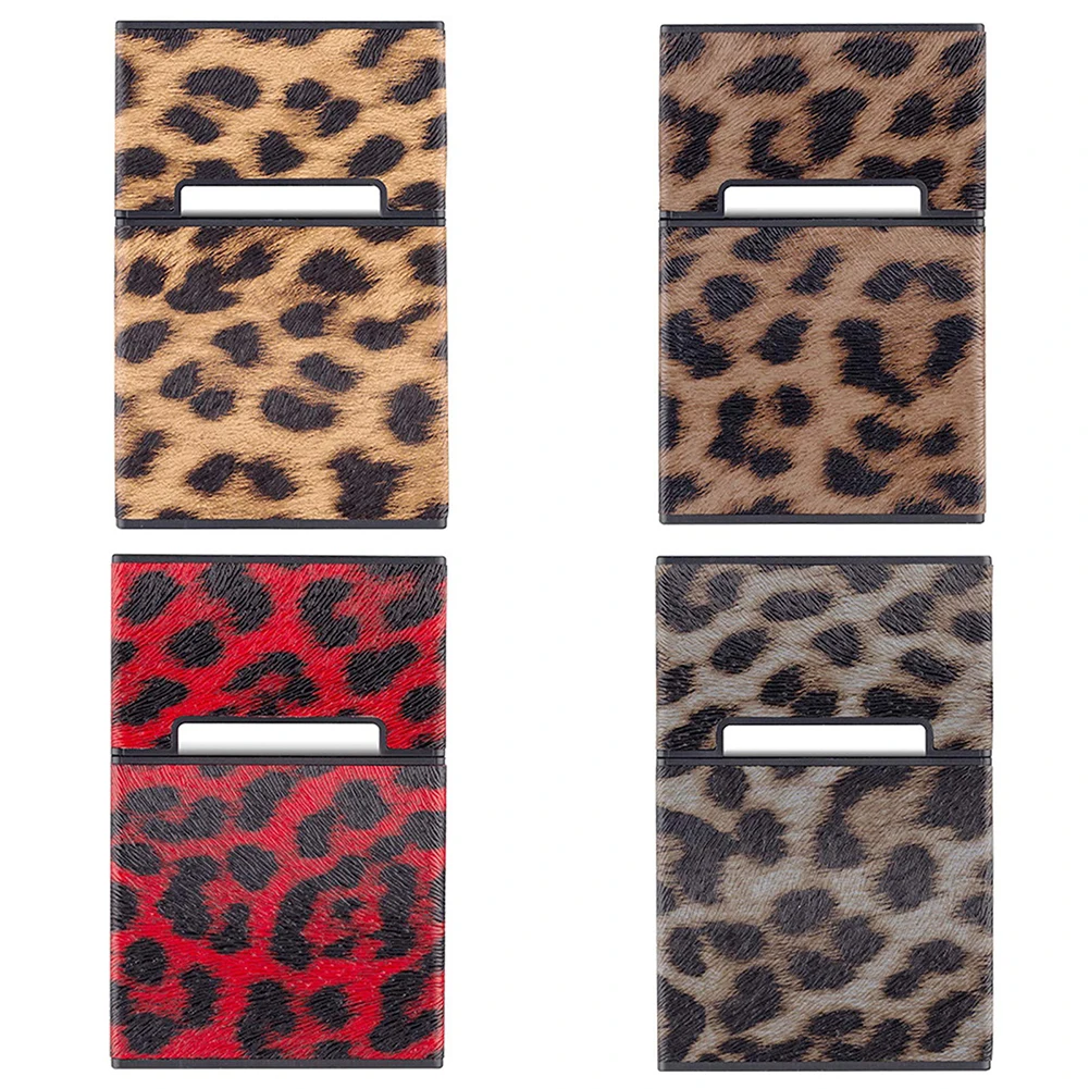 New Leopard Cigarette Case Cover Flip Cigarette Case Men Outdoor Portable Soft Cigarette Case Leather Moisture-Proof Case