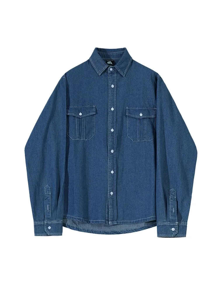 

Faionable Long Sve Мужская джинсовая одежда irt Casual Classic Korean Sle Универсальная верхняя одежда Молодежная культура Защита от солнца