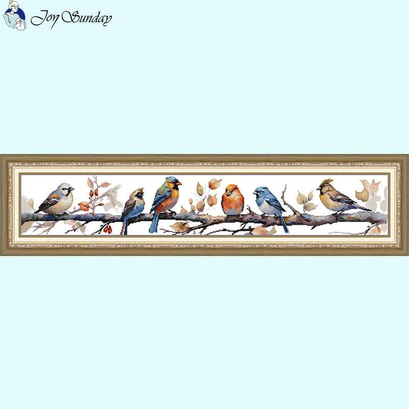 Joy Sunday Bird Pattern Cross Stitch Kit 14ct White 16ct 11ct Printed Canvas Fabric DIY Handmade Embroidery Home Decor Crafts