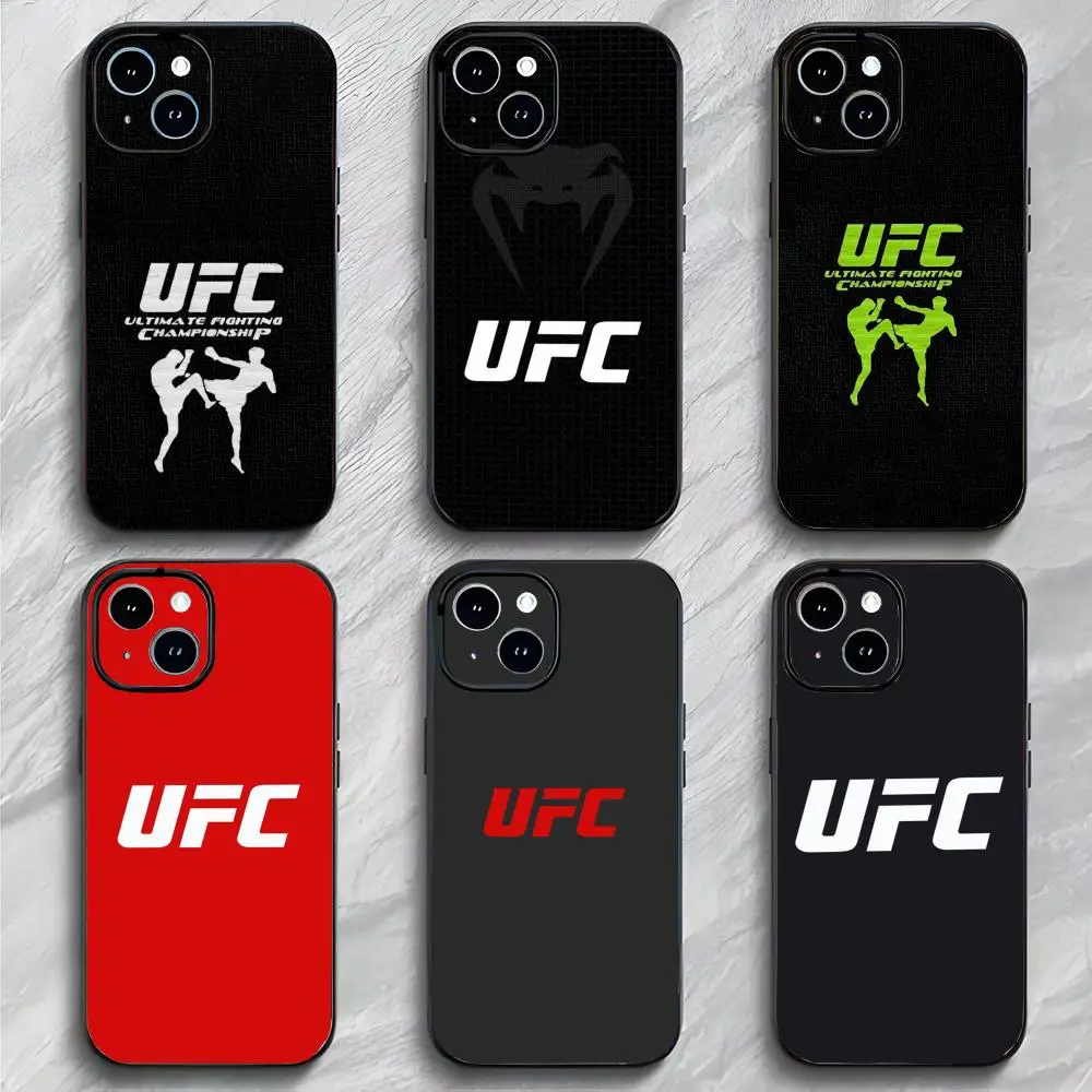 Funda para Teléfono con Logotipo de UFC, Negra Mate, Delgada, Anticolisión, para iPhone 17, 16, 15, 14 Pro Max