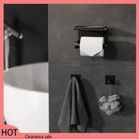 A88Z Toilet Paper Holder With Phone Shelf, Adhesive Or Screw Wall Mount Toilet Tissue Roll Holder, Bathroom Storage Dispenser