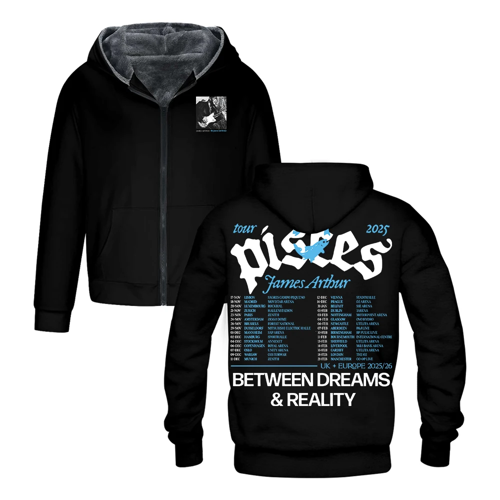 

GF James Arthur The Pisces World Tour 2025 Zipper Hoodie Long Sleeve Streetwear Women Men Jacket Parkas Unisex Winter Coat