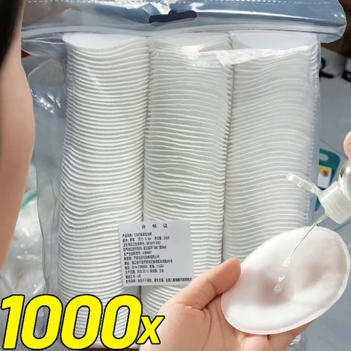 Almohadillas desmaquillantes circulares desechables, suaves y transpirables, almohadillas de algodón de doble cara, no irritantes para limpieza facial diaria