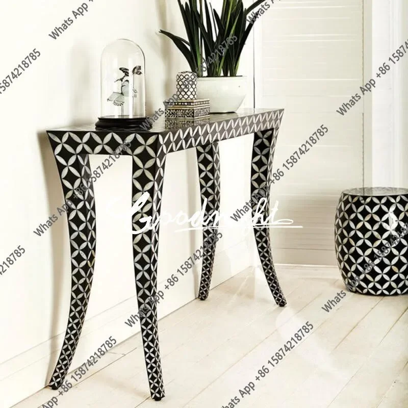 05 Foreign Trade Export American Rural Retro Solid Wood Entrance Cabinet French High-end Entrance Rack Decorative Cabinet Mediev