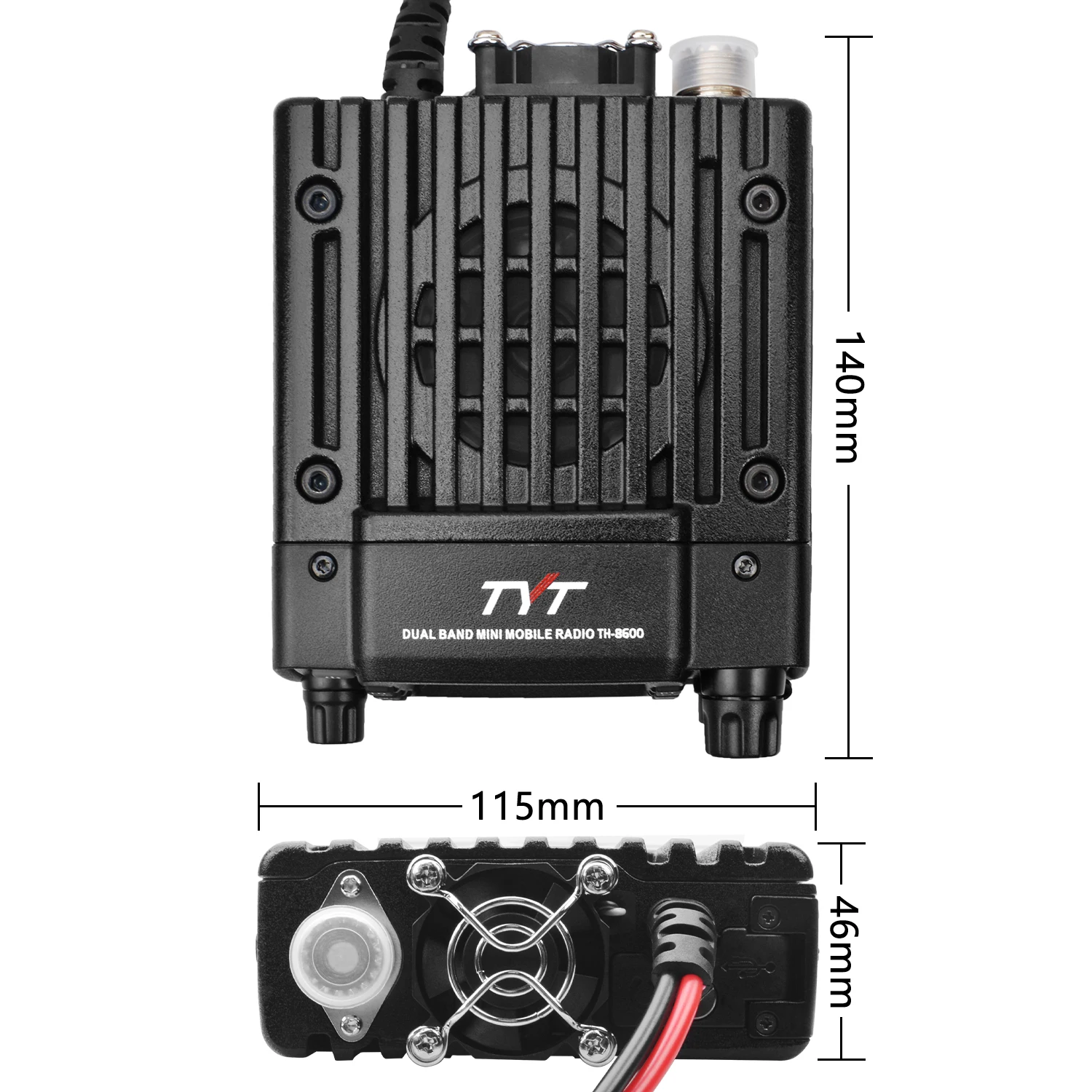 Rádio de carro amador impermeável, mini transceptor móvel, banda dupla, VHF 136-174MHz, UHF 400-480MHz, TYT TH-8600, IP67, 2m, 70cm, 25W, 200Ch