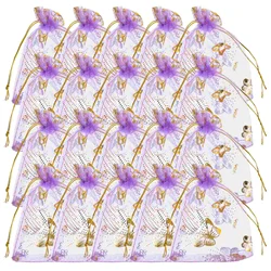 Purple Butterfly Bronzing Organza Gift Bag Mesh Sand Hot Silver Candy Packaging 50pcs (Purple Bronzing) Bags Fabric