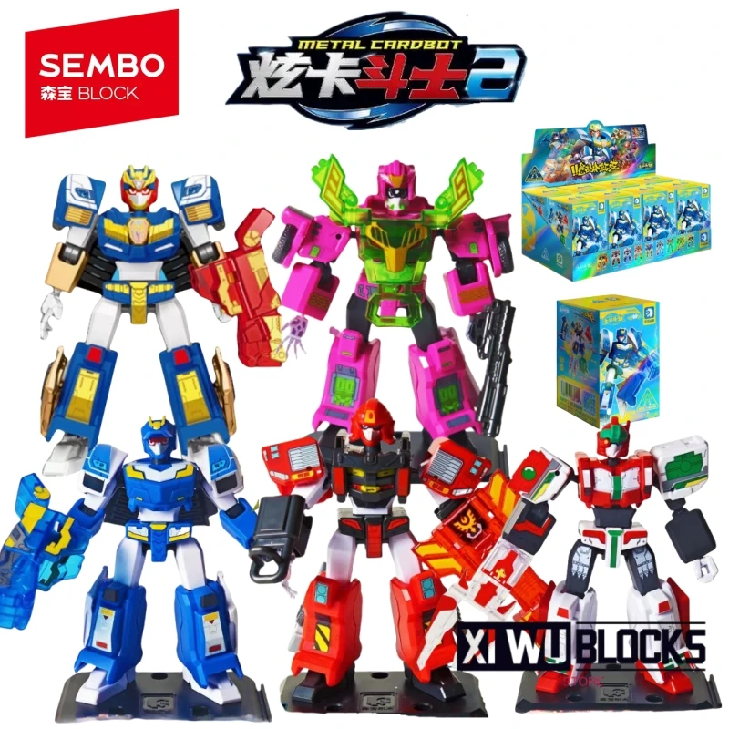 

SEMBO BLOCK Metal Cardbot Building Blocks Blue Cop Ultimate Blue Cop Mobile Robot Assembly Toy Model Ornament Collection Gift