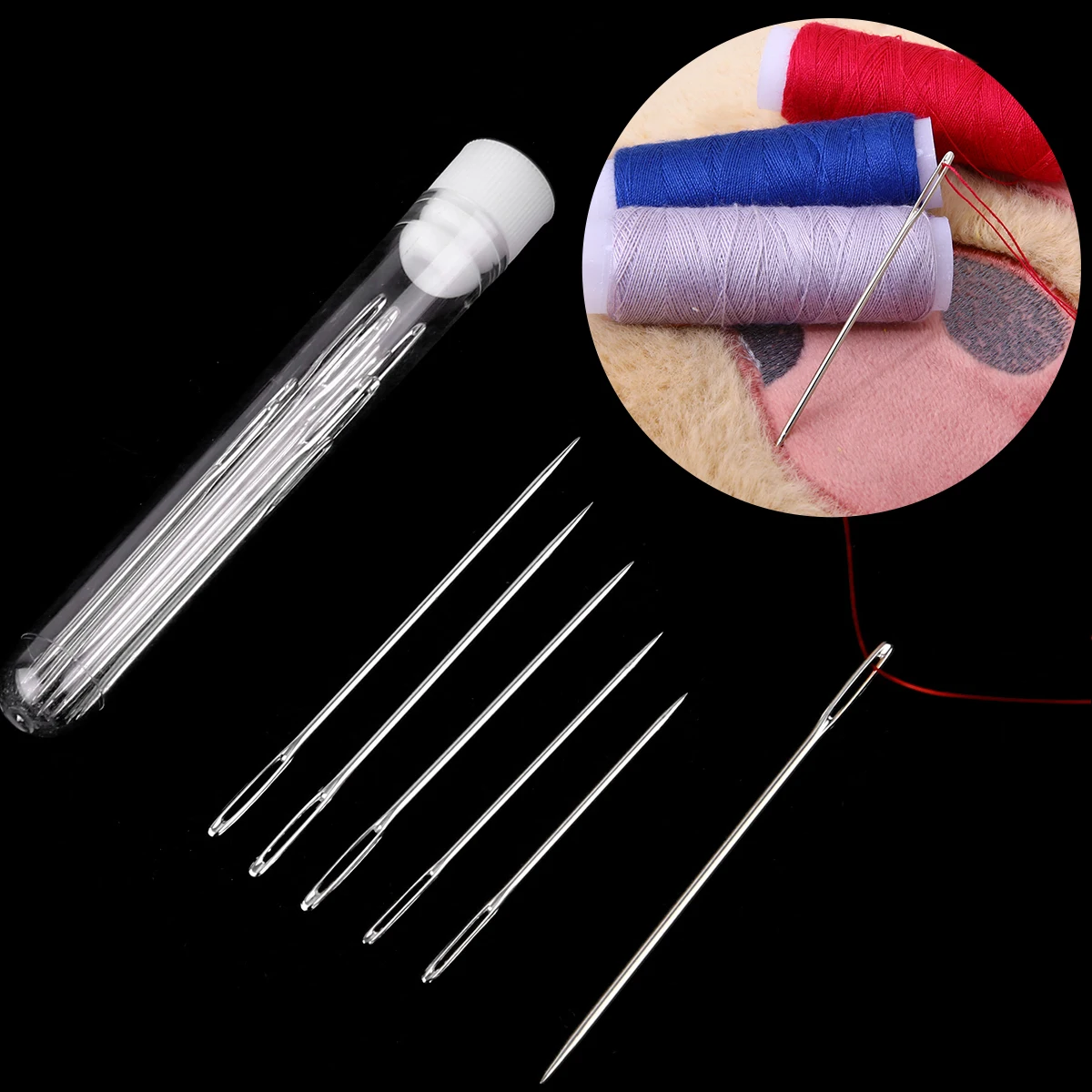 25Pcs/set Hand Sewing Needles 4.2/4.5/5.2/5.5/6cm Portable Test Tube Packaging Needles For Sewing Clothes DIY Crafts Tools