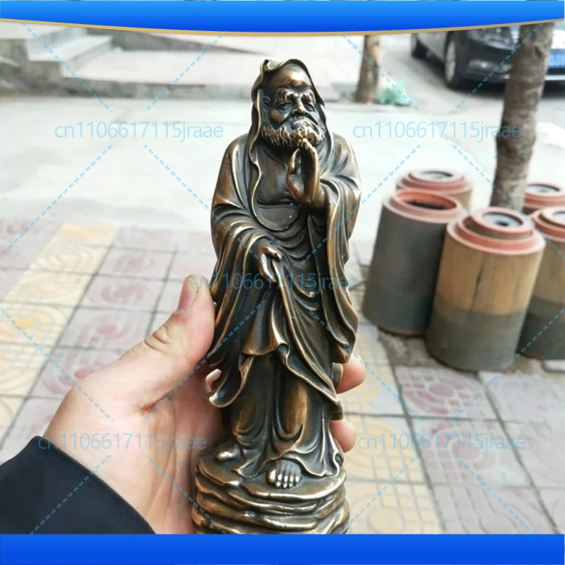 

Китайская латунная статуэтка Патриарха Дарумы, ручная работа, из чистой латуни, антикварная, под старинную медь, настольное украшение для дома