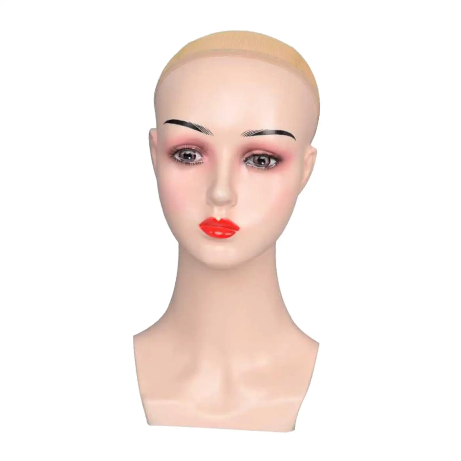 Female Wig Head Mannequin Realistic with Makeup Hat Display Rack Manikin for Wigs Making Styling Glasses Hats