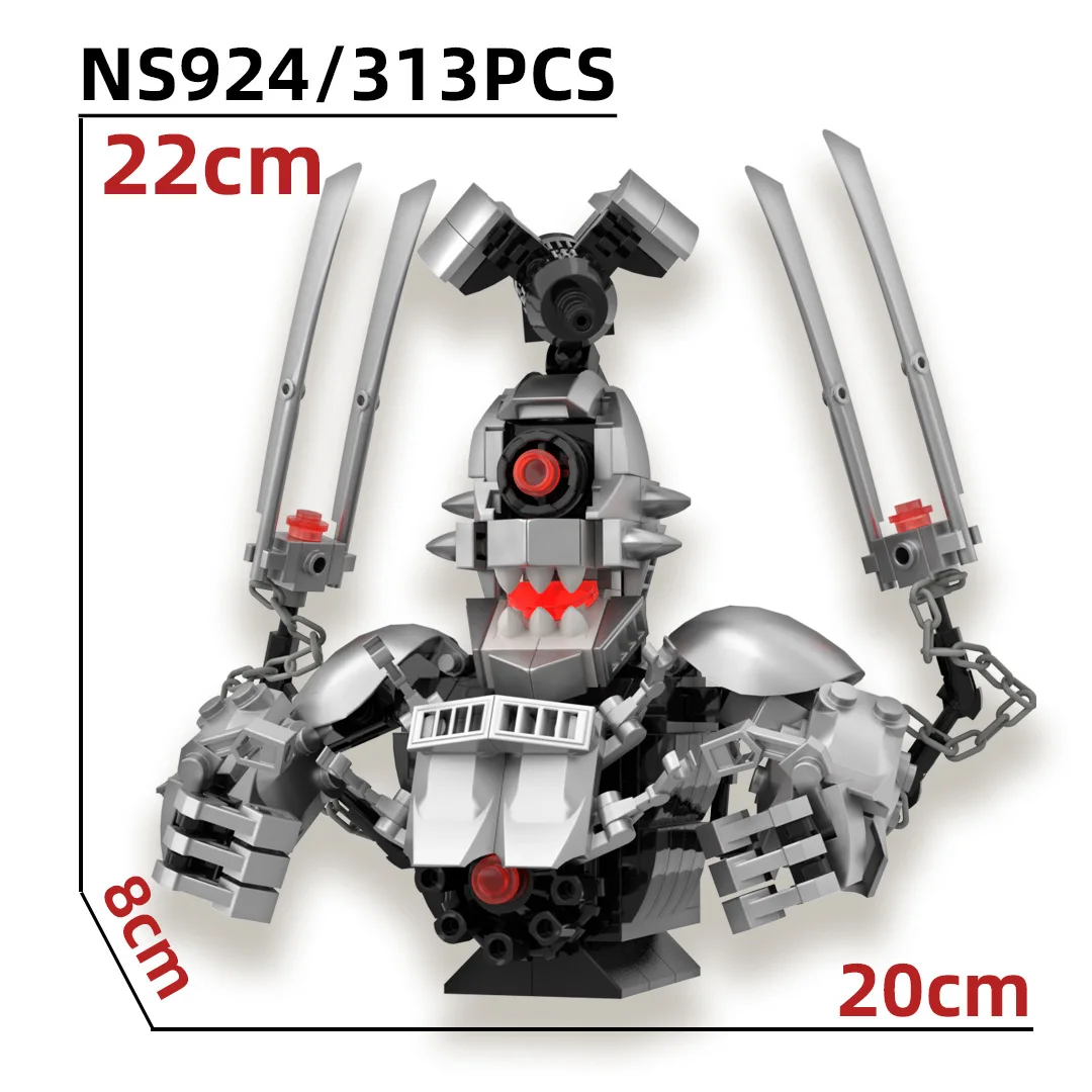 

Конструктор Skibidi Toilet MOC: Абстрактные строительные блоки, модель ТВ-пластина, броня Платинум, Кибертрон, Туалетный Человек-Король, совместим с кубиками LEGO, игрушки