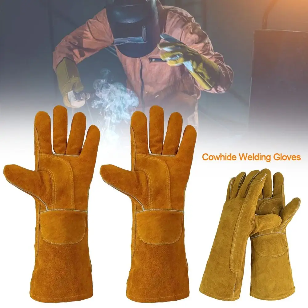 Heat Insulation Cowhide Welding Gloves Heavy Duty Wear-resistant Labor Protection Safety Gloves Welder Work Gloves