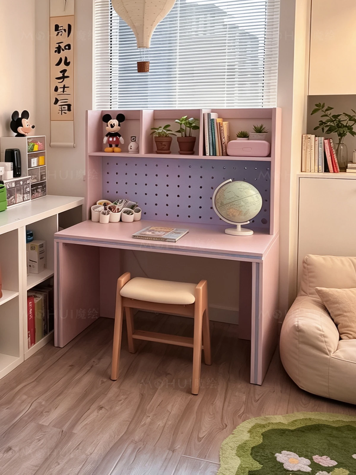 Magic painted color storage computer desk bookshelf bedroom desk desk dopamine furniture study large capacity study table 5