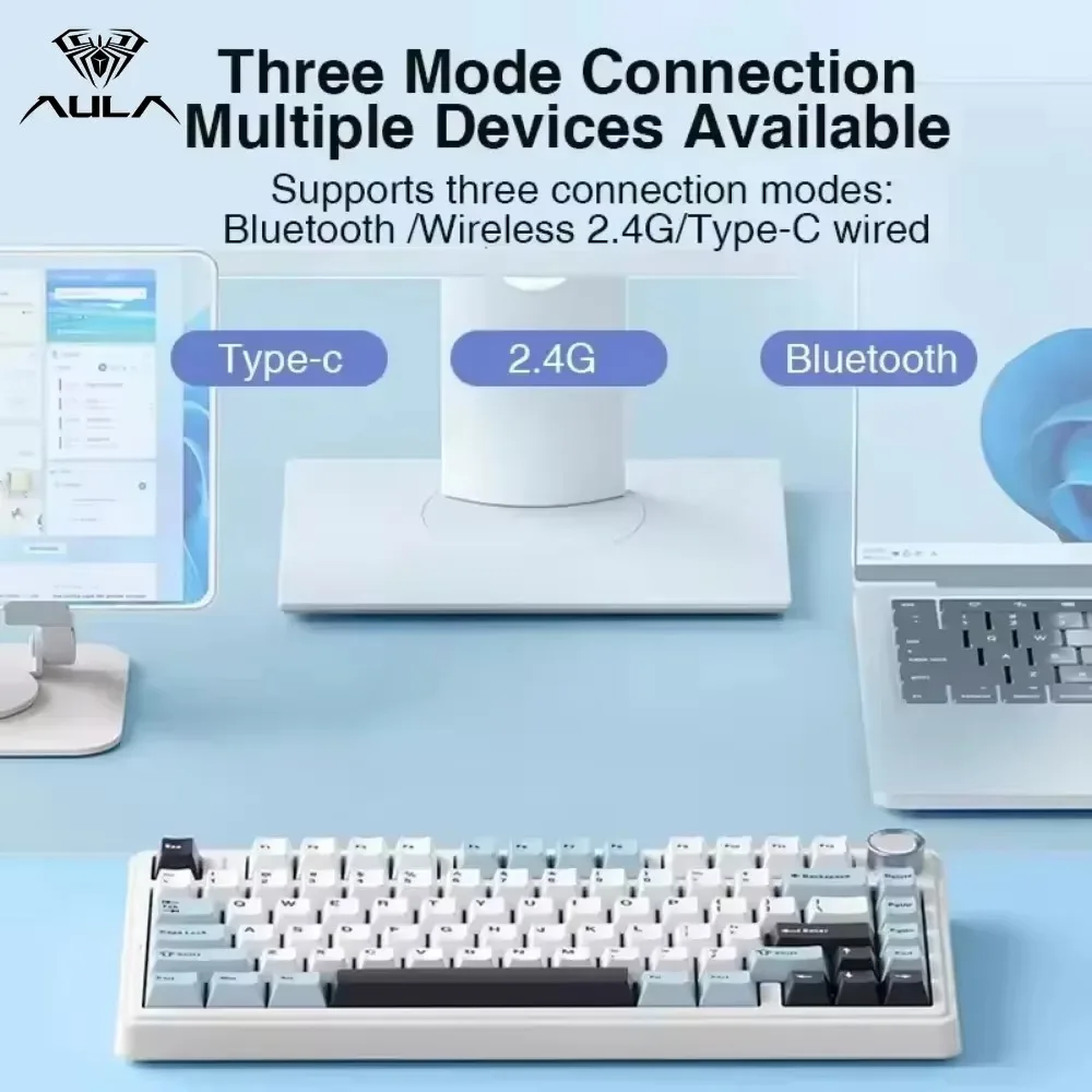 AULA F75 Keyboards Gaming Mechanical Keyboard 2.4G Wireless/Bluetooth/Wired RGB 75% Layout Gasket Structure Gaming Accessories