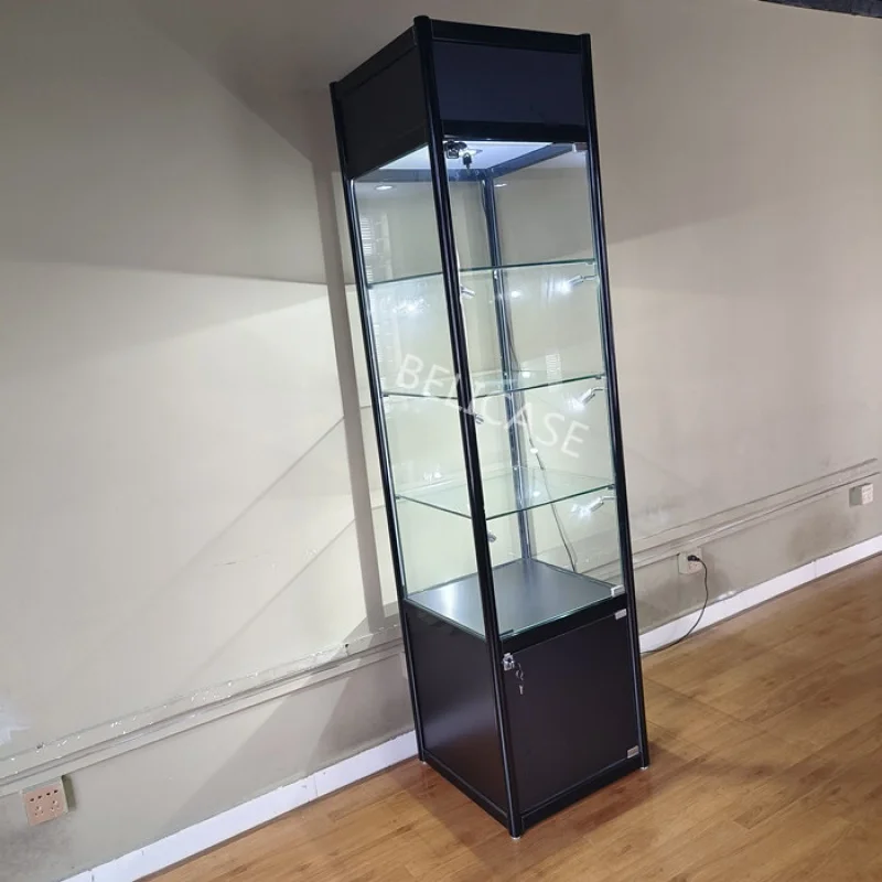 Floor Standing Display Cabinet, Torre De Vidro, Moldura De Alumínio, Fábrica Personalizado, Design Moderno