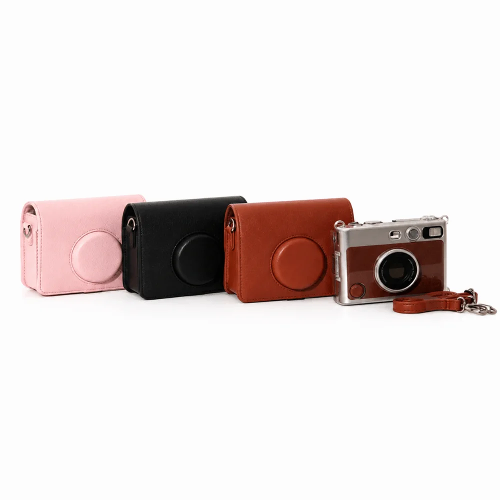 PU Leather Instant Camera Storage Bag Dustproof Scratch Resistant Crossbody Bag Detachable Strap for Fujifilm Instax Mini EVO