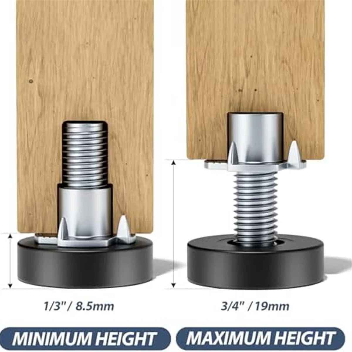 ABFKW Furniture Leveling Feet with T-Nuts, 1/4In-20 UNC Thread Adjustable Levelers, Leg Levelers Table Feet Screw on for Deak