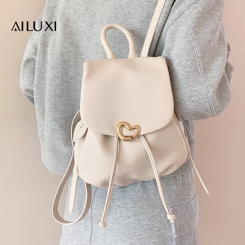 

AILUXI Women's Bag for Girl 2025 Fashion Design Sense Small White Tourism Lightweight Backpack for Lipstick Cosmetics Storage