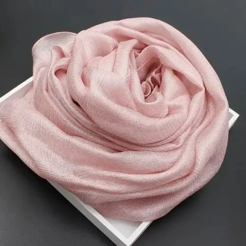 

2023 New Pure Color Linen Scarf Women Summer Sunscreen Shawl Long Scarf Bohemian Beach Wrap Hijab Stole Scarves