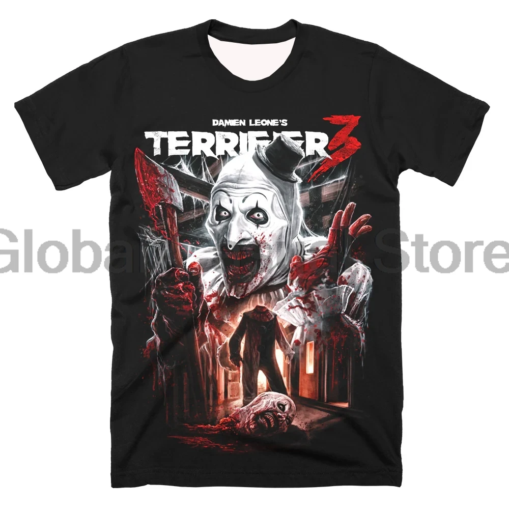 

Terrifier 3 Horror Movie T-shirt Halloween Christmas Merch Crewneck Short Sleeve Tee Women Men Streetwear Tops