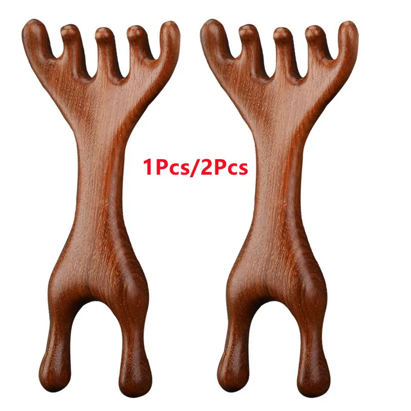 

1Pc/2Pcs Double Headed Body Meridian Massage Comb Deer Antlers Wide Tooth Acupuncture Help Blood Circulation Anti-static Tool