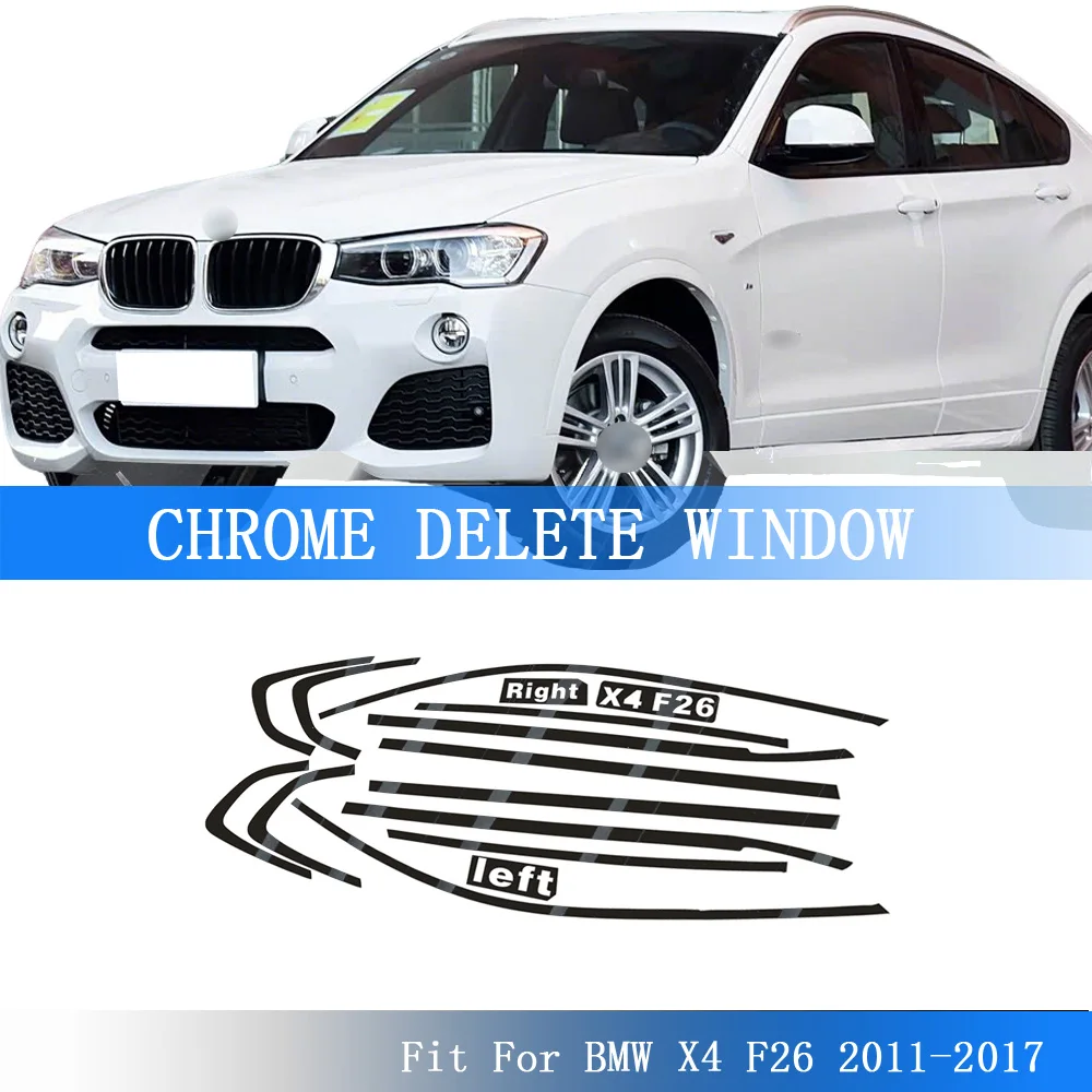 

Наклейка-накладка Chrome Delete Blackout для окон BMW X4 F26 2011-2017, глянцевая черная