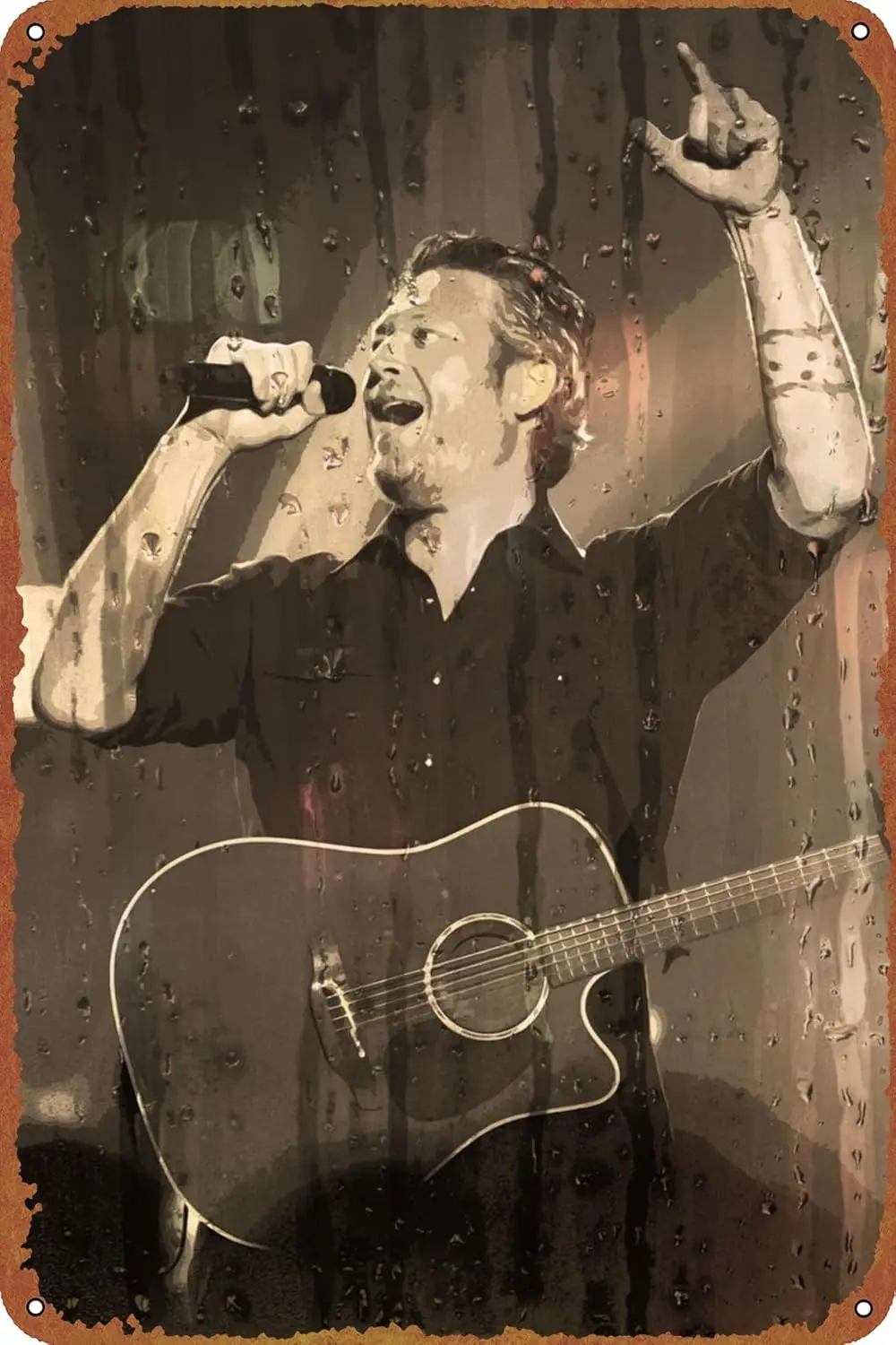 Blake Shelton Music Poster 8 x 12 Inches - Vintage Metal Tin Sign for Home Bar Pub Garage Decor Gifts