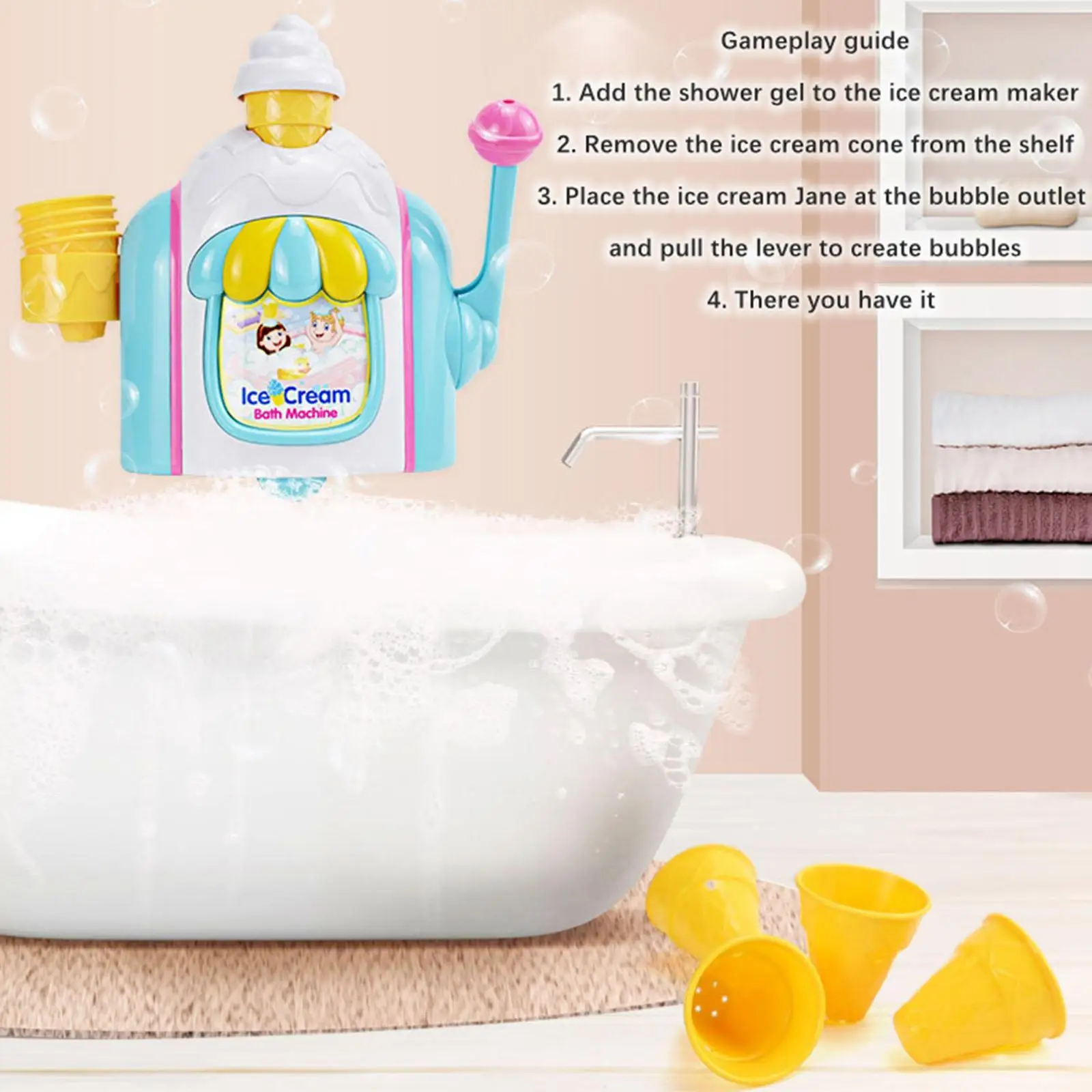 Детская игрушка для ванны с мороженым для концентрации мелкой моторики