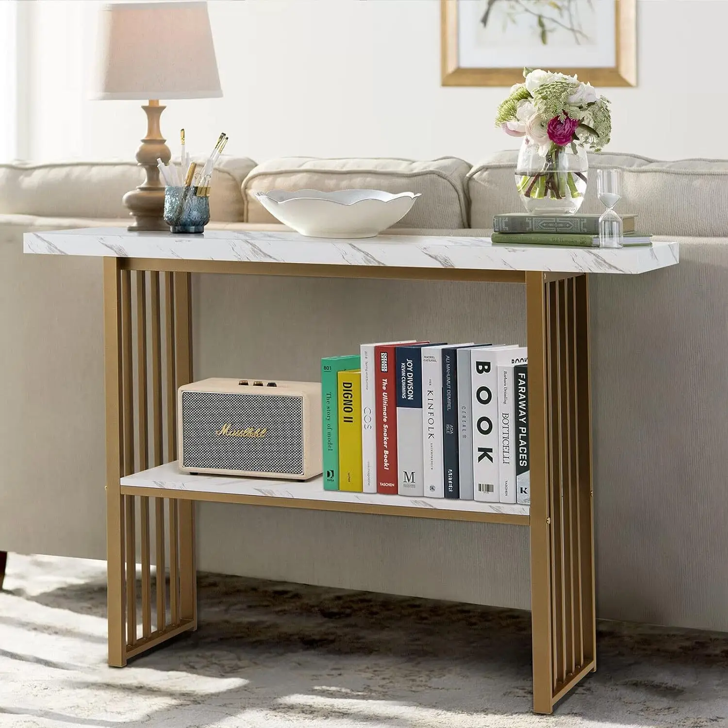 

Cross-border entrance table Modern minimalist style metal table Against the wall Strip table Foyer