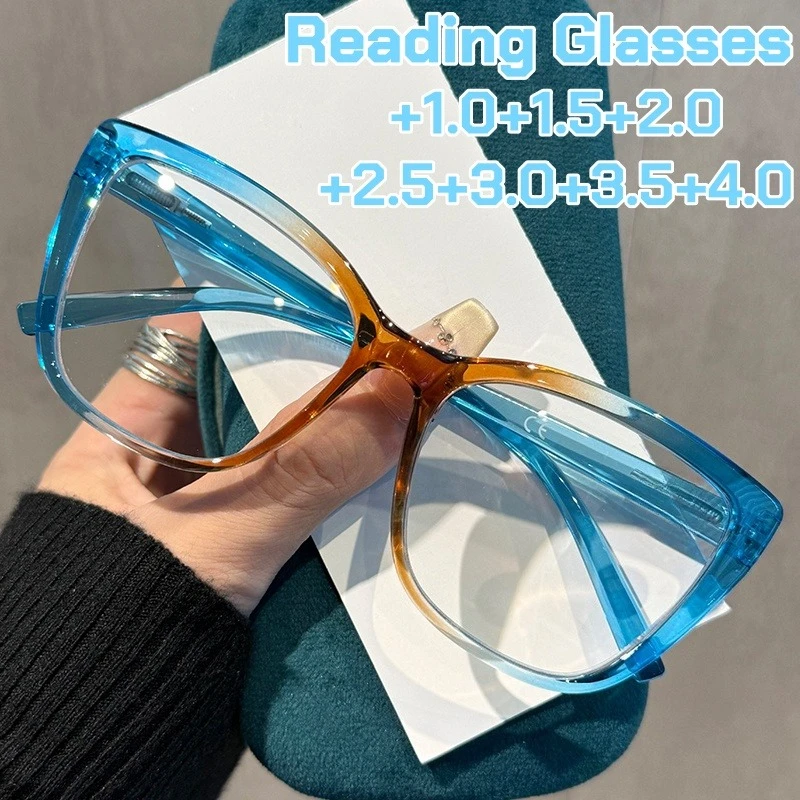 

Unisex Large Frame Reading Glasses Women New Stylish Cat Eye Anti Blue Light Presbyopia Eyeglasses Oversize Far Sight Eyewear