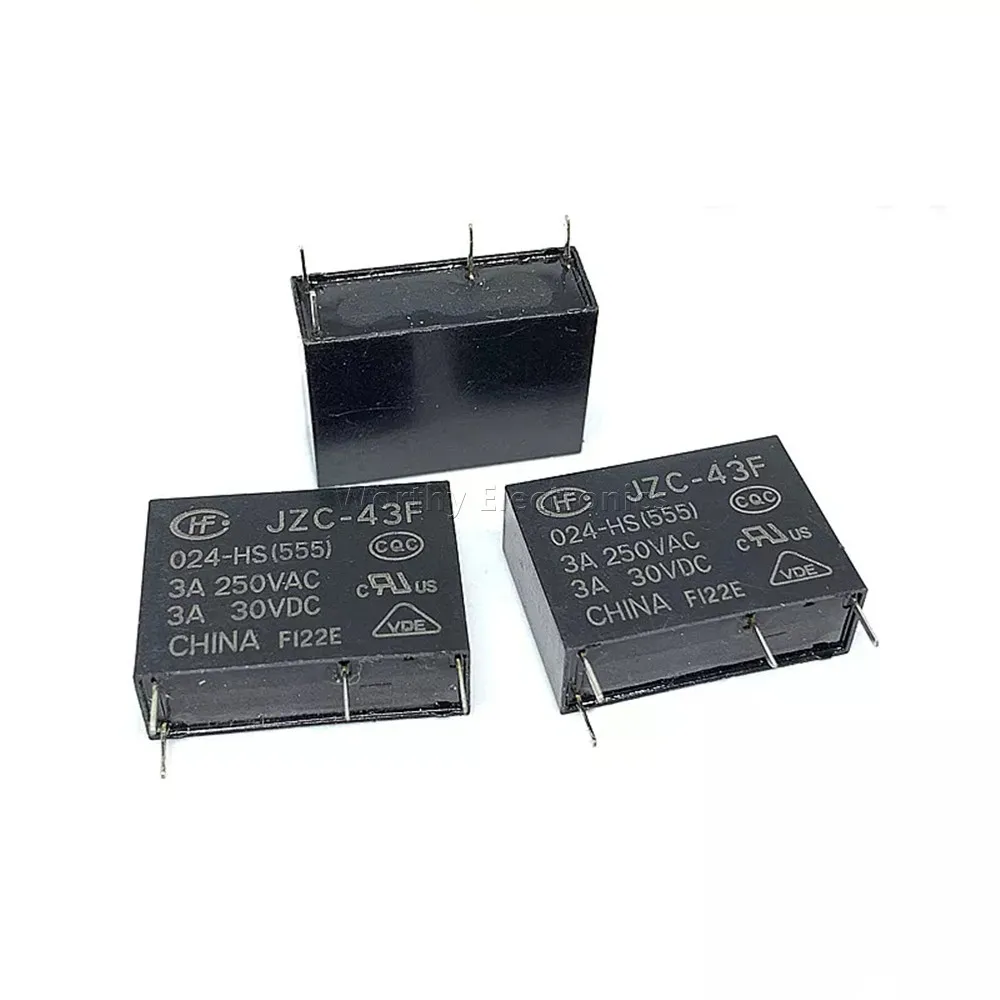 

Free Shipping 10PCS/LOT 24VDC 3A 4PIN Relay JZC-43F 024-HS