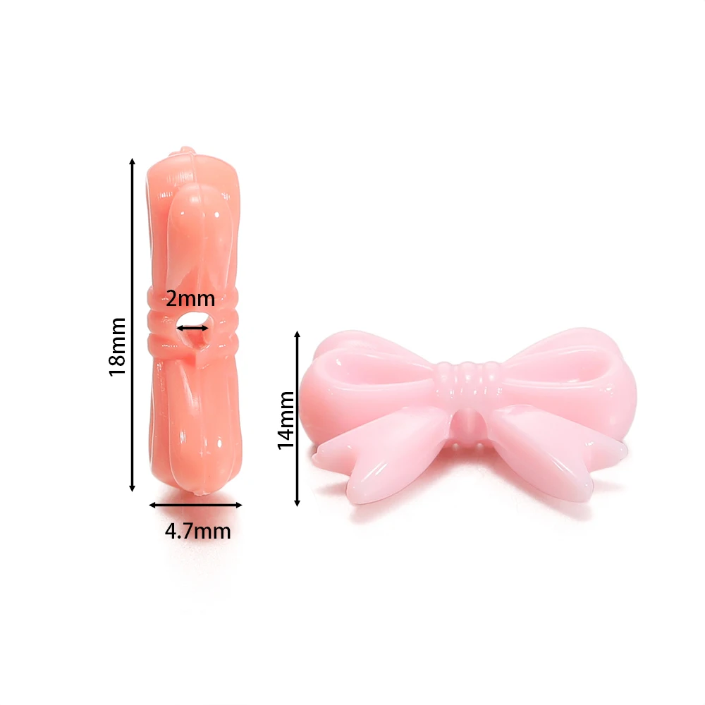 20/30pcs 14x18mm Acrylic Multicolor Bow Beads Spacer Loose Beads for Handmade DIY Jewelry Earrings Keychain Material Accessories image 2