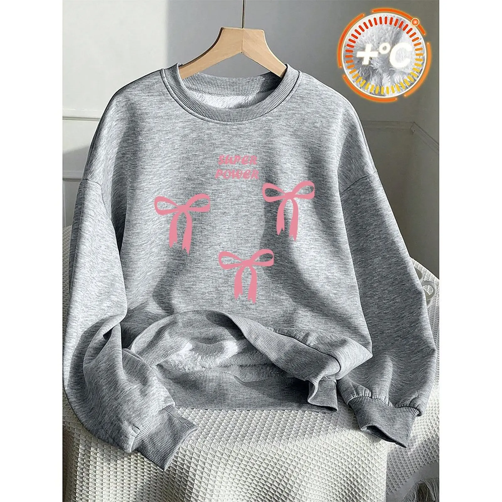 

2025 Fashion O-Neck Long Sleeve Pullovers Woman Elegant Sweatshirt Velvet Winter Casual Loose Comfortable Printed Pattern Tops