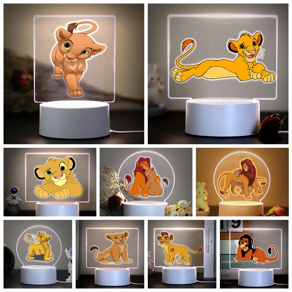 Simba 3D Lion LED Night Light para crianças, luzes acrílicas, decoração do quarto, presente dos miúdos, venda quente, 1 pc