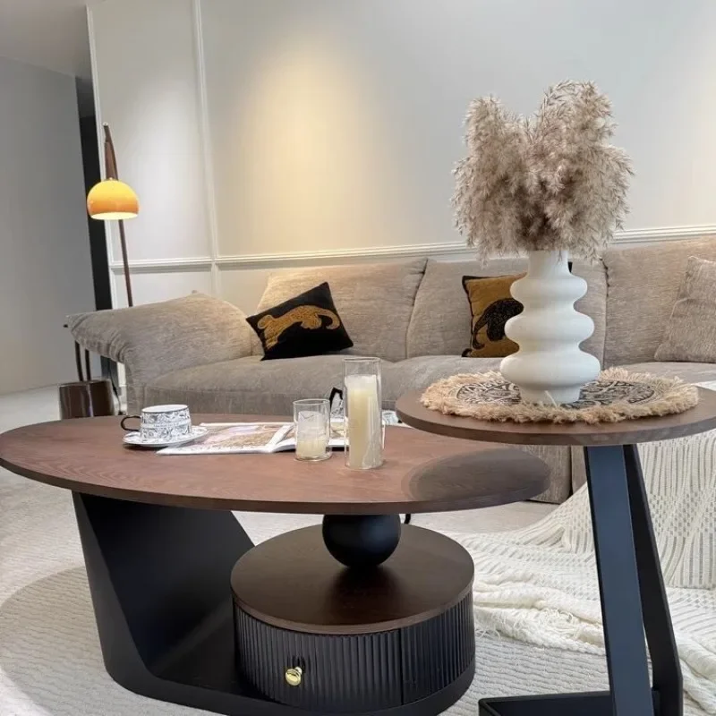 طراز العصور الوسطى، طاولة قهوة من الخشب الصلب، طراز وابي سابي، منزل بسيط حديث، غرفة معيشة صغيرة، طاولة شاي راقية مصممة #3