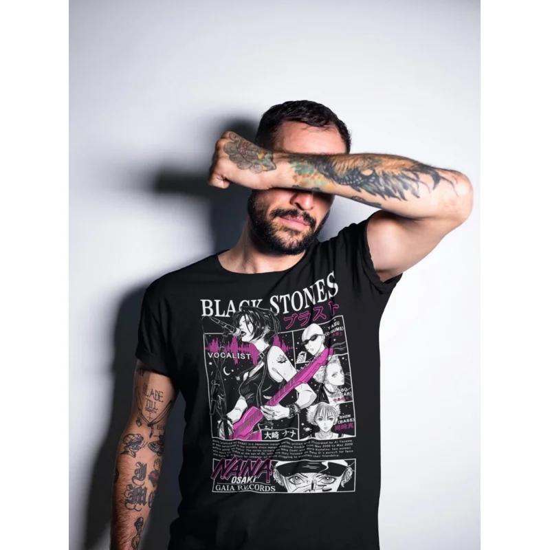 

Nana Osaki 0330 The Black Stones Punk Band Manga Gift T shirt Large size Tops Anime Girl Graphic Print Y2k Clothes Cartoon Tee